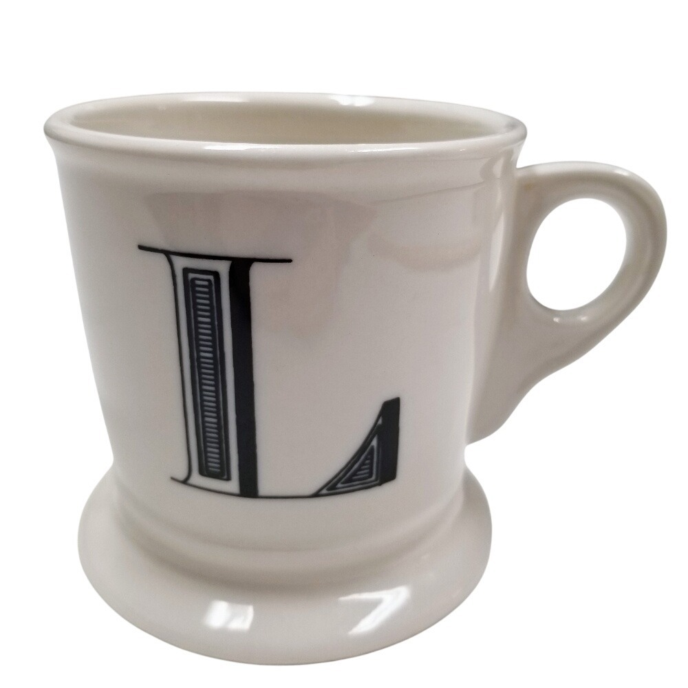 Anthropologie‎ Initial L Monogrammed Coffee Mug White Ceramic Home Decor Tea Cup
